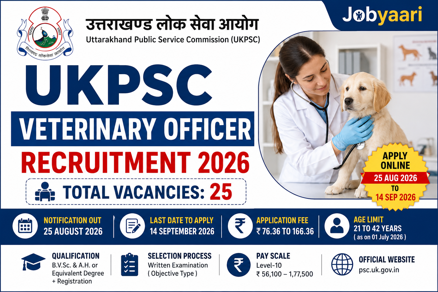 UKPSC Veterinary Officer Recruitment 2026 – Apply Online for 25 Veterinary Officer Posts