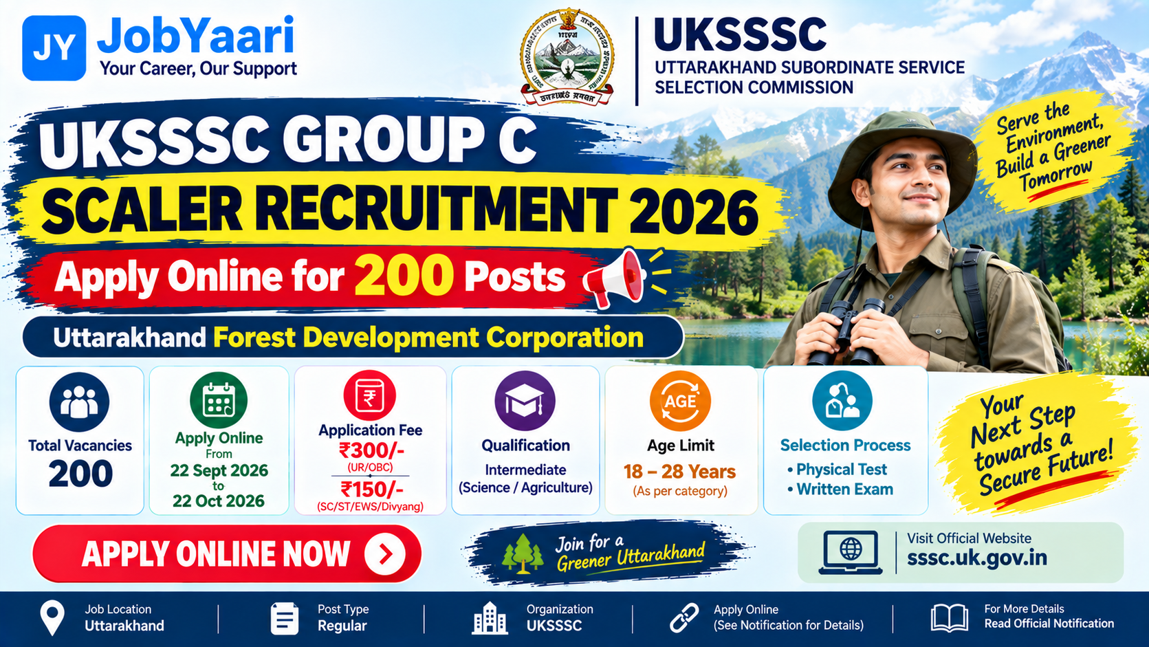 UKSSSC Group C Scaler Recruitment 2026 – Apply Online for 200 Posts