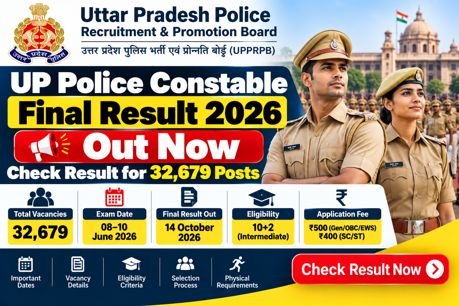 UP Police Constable Final Result 2026 Out for 32,679 Posts – Check Result Online