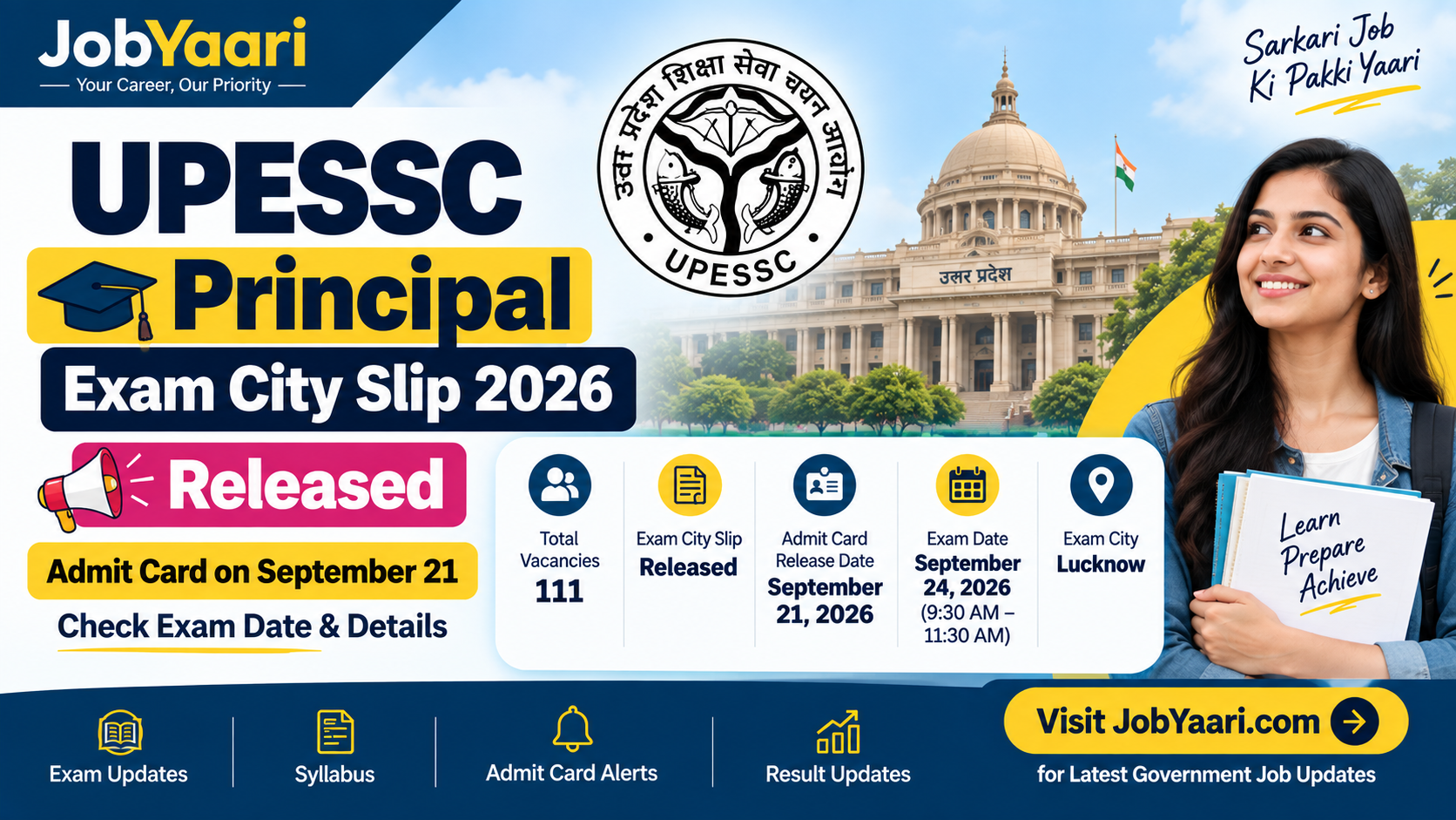 UPESSC Principal Exam City Slip 2026 Released – Admit Card September 21