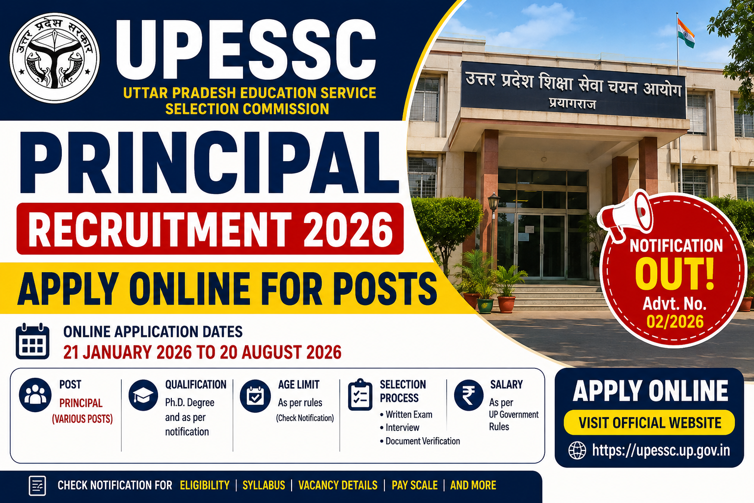 UPESSC Principal Recruitment 2026 Apply Online for Posts