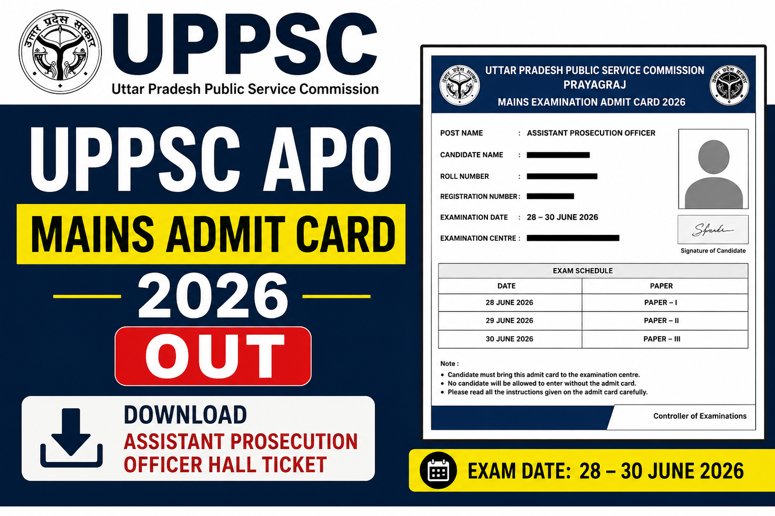 UPPSC APO Mains Admit Card 2026 Out, Download Assistant Prosecution Officer Hall Ticket