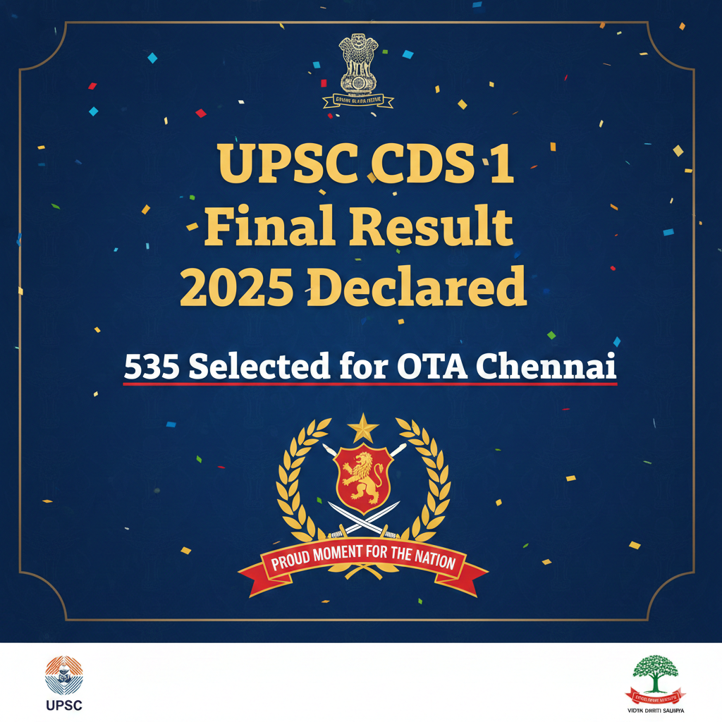 UPSC CDS 1 Final Result 2025 Declared: 535 Selected for OTA Chennai