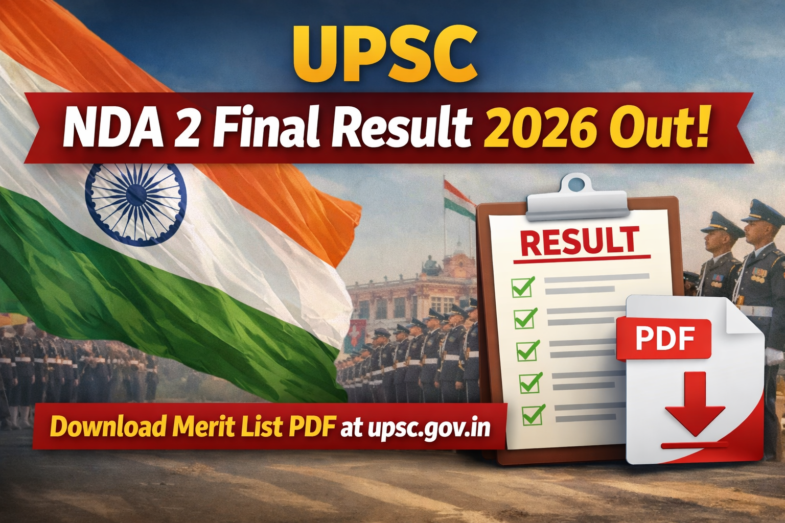 UPSC NDA 2 Final Result 2026 Out, Download Merit List PDF at upsc.gov.in