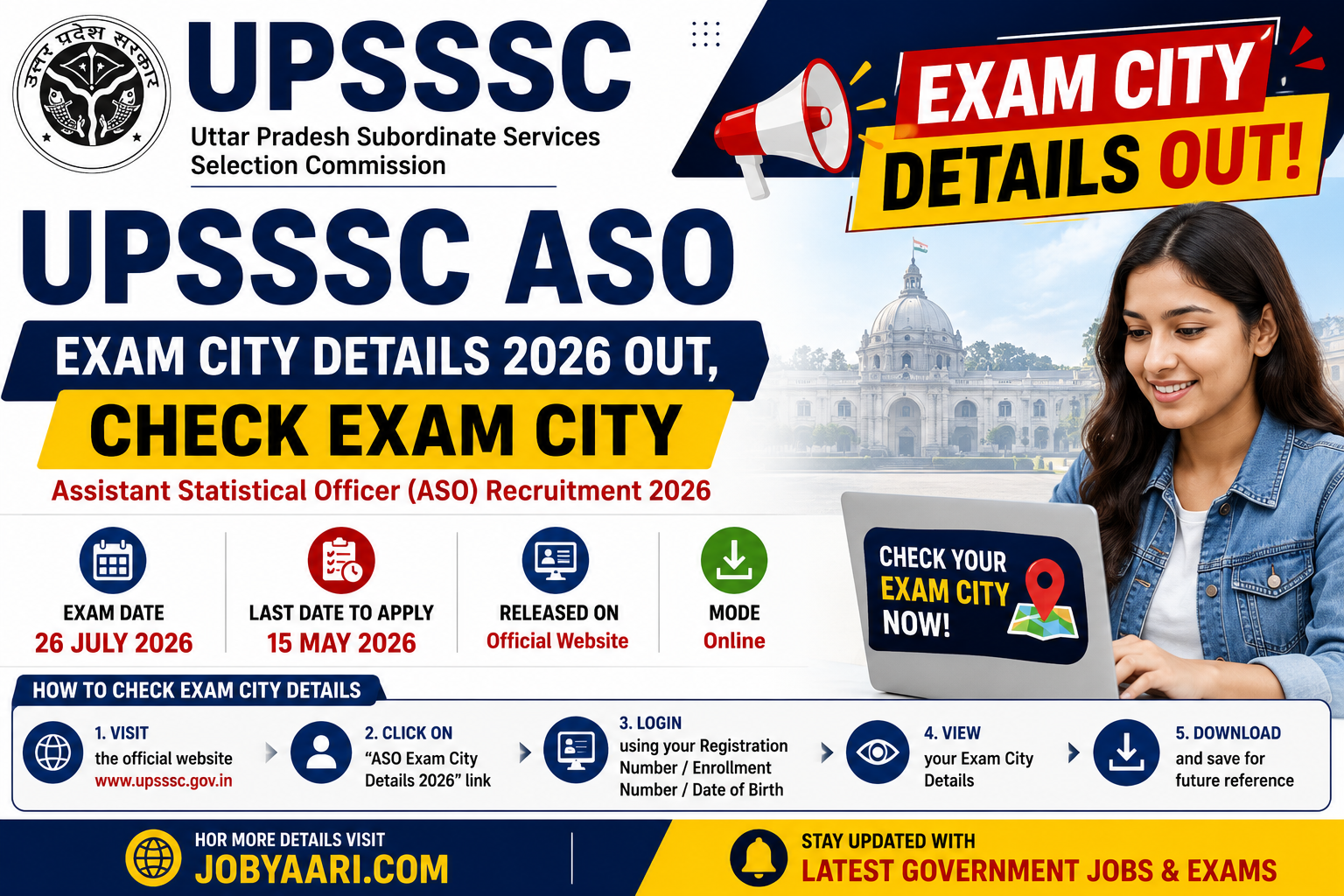 UPSSSC ASO Exam City Details 2026 Out, Check Exam City