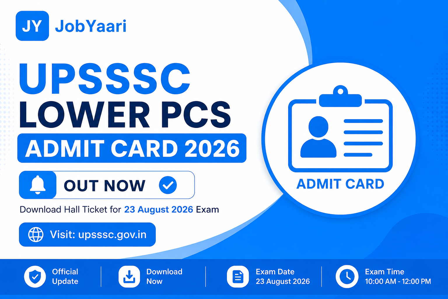 UPSSSC Lower PCS Admit Card 2026 Out – Download Hall Ticket for 23 August Exam