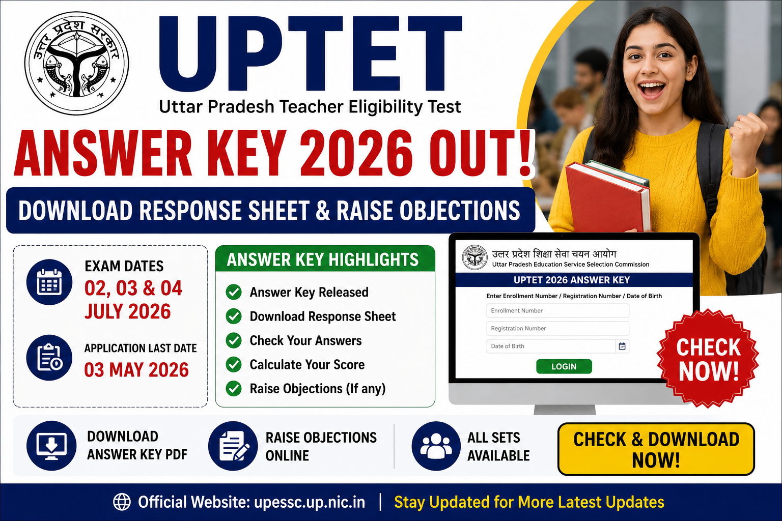 UPTET Answer Key 2026 Out, Download Response Sheet & Raise Objections