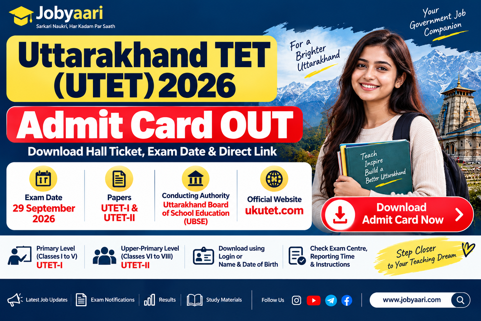 UTET Admit Card 2026 OUT – Uttarakhand TET Hall Ticket Download
