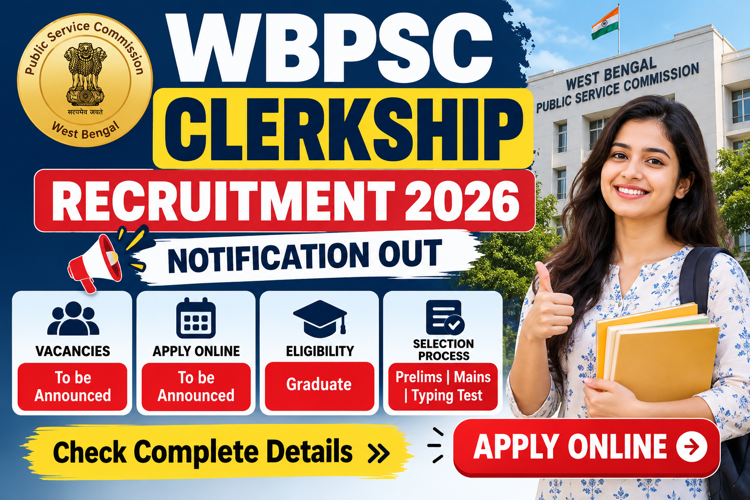 WBPSC Clerkship Recruitment 2026 Notification Out: Apply Online, Eligibility & Dates